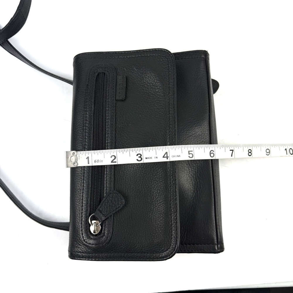 Fossil Crossbody Bag Black Leather Handbag Organizer Travel Classic City Chic - Picture 9 of 10